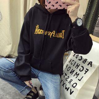 Front Pocket Lettering Hooded Pullover