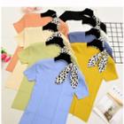 Short-sleeve Leopard Print Tie T-shirt