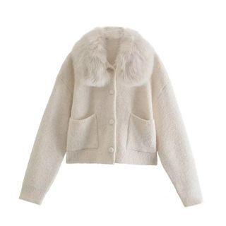Fluffy Collar Cardigan