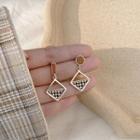 925 Sterling Silver Houndstooth Square Dangle Earring