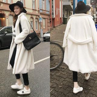 Notched-lapel Faux-fur Long Coat