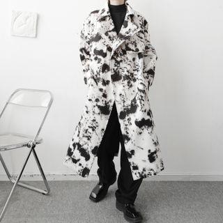 Tie-dye Double-breasted Long Trench Coat