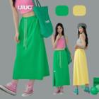 Slited Drawcord Midi Skirt