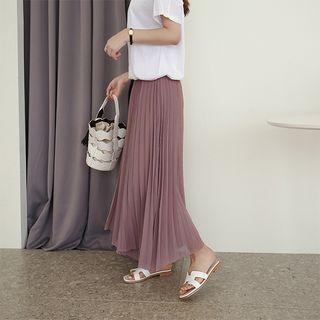 Accordion-pleat Chiffon Culottes