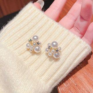 Faux Pearl Alloy Earring 01 - 1 Pr - White - One Size