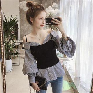 Off-shoulder Mock Two-piece Blouse