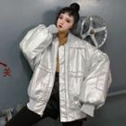 Metallic Loose-fit Jacket Silver Gray - One Size