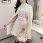 Mock-neck Fleece Mini A-line Cape Coat Dress