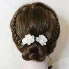 Flower Resin Faux Crystal Hair Tie White - One Size