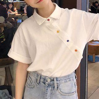 Color Button Short-sleeve Polo Shirt