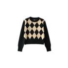 Argyle Sweater Black & Khaki - One Size