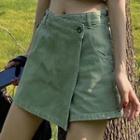 High-waist Asymmetrical Denim Skort