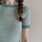 Plaid Knit Midi Dress Green - One Size