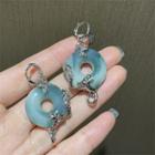 Gemstone Dragon Drop Earring 1 Pair - Silver - One Size