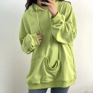 Pocketed Hoodie / High-waist Boot-cut Jeans