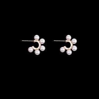 Faux Pearl Earring 1 Pair - White & Gold - One Size