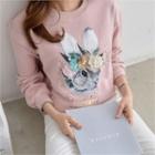 Beaded Rabbit-printing Sweatshirt
