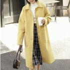Plain Loose-fit Long Coat Yellow - One Size