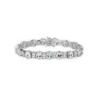 Simple And Fashionable Geometric Round Cubic Zirconia Bracelet 19cm Silver - One Size