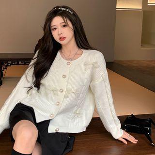 Round Neck Bow Cardigan
