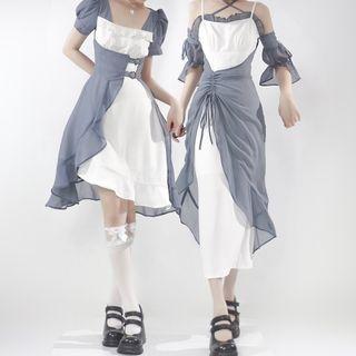 Long-sleeve Cold Shoulder Midi Dress / Short-sleeve A-line Dress