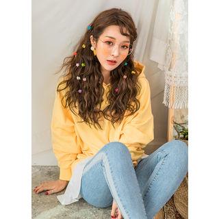 Tall Size Chiffon-frill Colored Hoodie