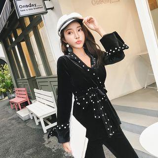 Set: Rhinestone Blazer + Boot Cut Pants