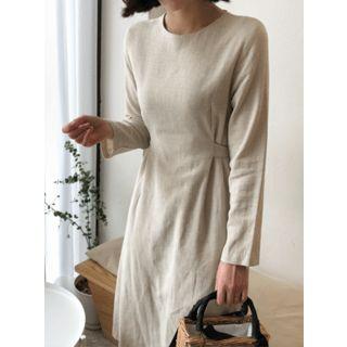 Tie-back Linen Blend Midi Dress