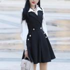 Sleeveless Notch-lapel A-line Dress