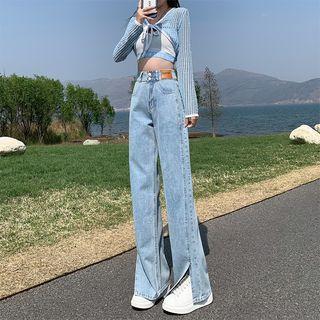 Side-slit Wide Leg Jeans (various Designs)