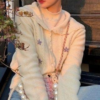 Long-sleeve Embroidered Collar Cardigan
