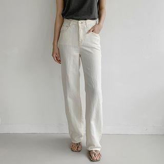 Stitched Wide-leg Linen Pants