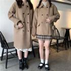 Double-breasted Coat / Chain Strap Crossbody Bag