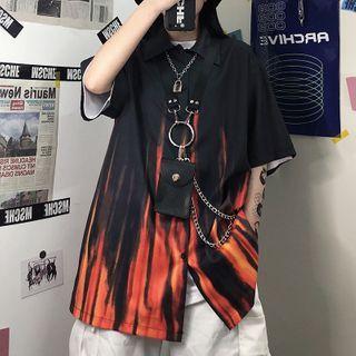 Print Short-sleeve Shirt Black - One Size