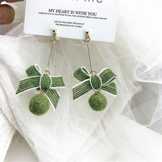 Fabric Bow Bobble Drop Earring