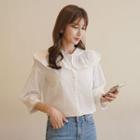Frilled Capelet-collar 3/4-sleeve Blouse