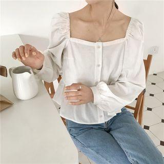 Square-neck Long-sleeve Blouse