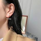 Faux Pearl Rhinestone Cross Swing Earring