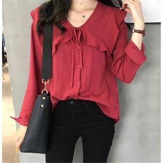 Ruffled Button-up Blouse