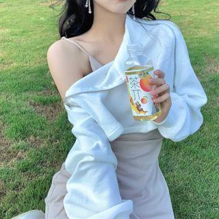 Plain Zipper Sweatshirt / Sleeveless Dress