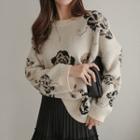Rose-printed Oversized Sweater