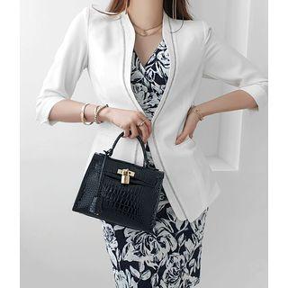 3/4-sleeve Rhinestone-trim Blazer