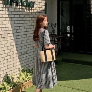 Check Zip-back A-line Dress