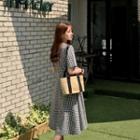 Check Zip-back A-line Dress