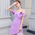 Cold Shoulder Ruffle Mini A-line Dress