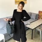 Square-neck Button-front Dress