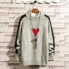 Contrast Trim Heart Print Sweater