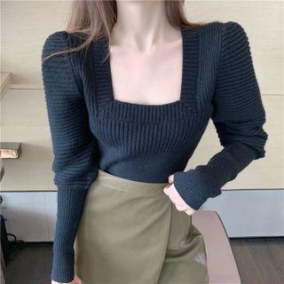 Square Neck Plain Sweater