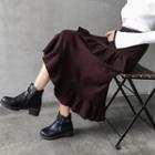 Midi Ruffled A-line Knit Skirt