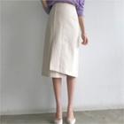 Wrap-front H-line Midi Skirt